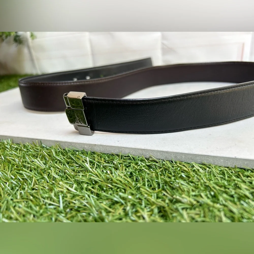 Ferragamo black /Brown Leather Men's Belt 40” (only the belt) no buckle